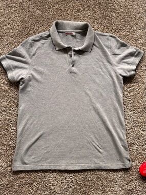 Prada Light Gray Men's Polo with Subtle Logo